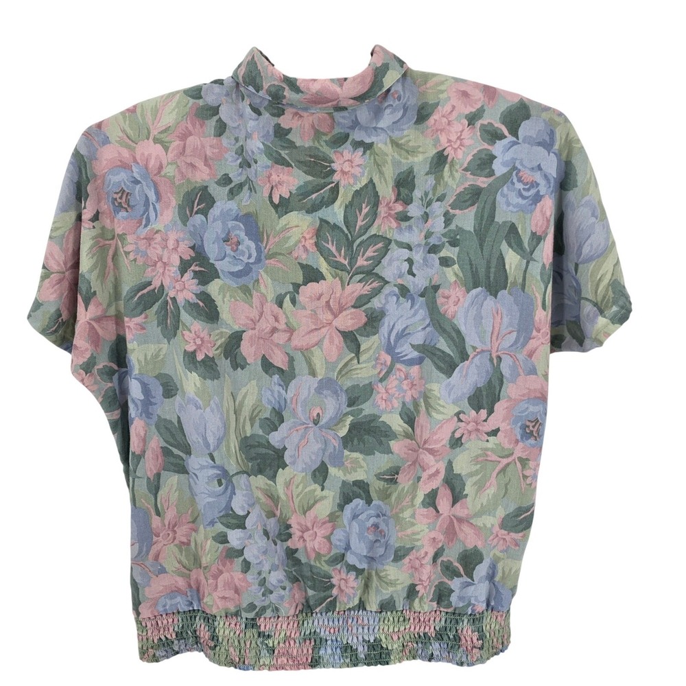 Alfred Dunner Women Floral Top Button Front Elastic Waist Vintage Cottage Core M - Picture 3 of 7